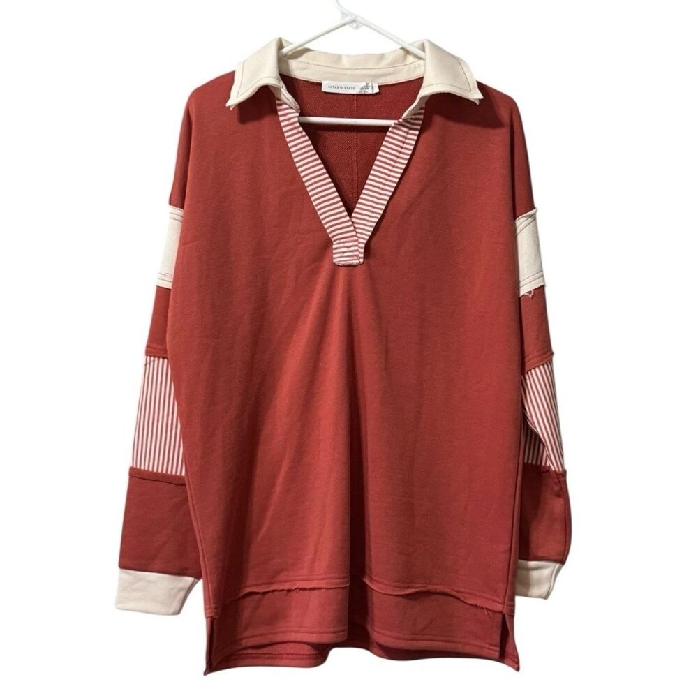 Altar’d State Size Small V Neck Sweater Nautical Long Sleeve Preppy Modern City